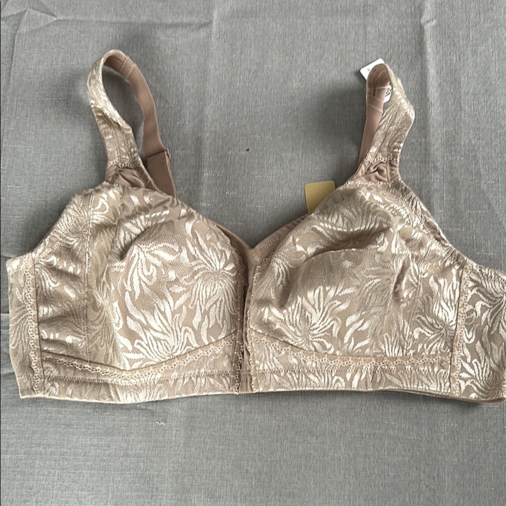 Elegant Floral Beige Bra